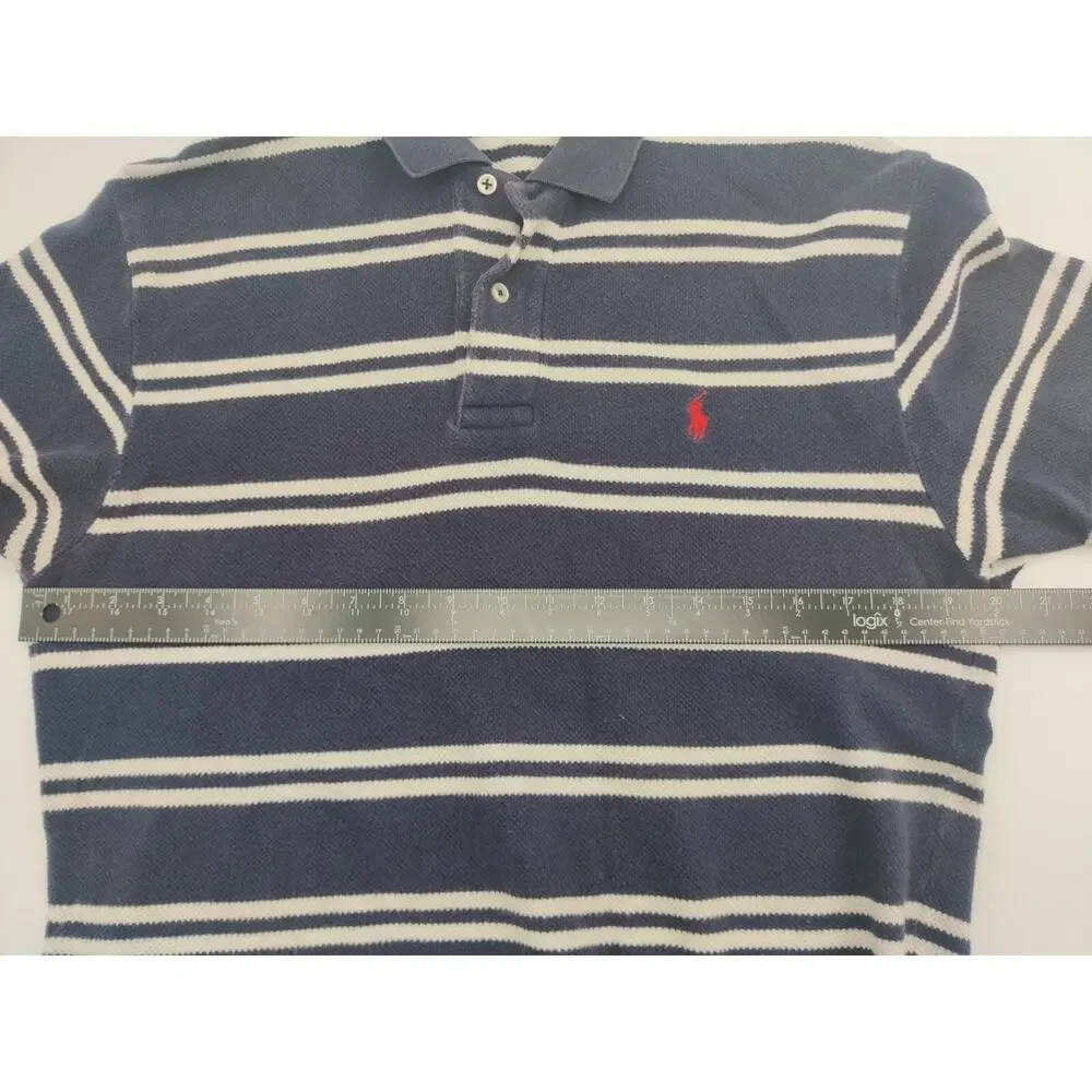 VTG Polo Ralph‎ Lauren Polo Shirt Men's Size Small Navy White Striped Classic